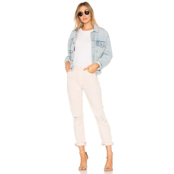 MOTHER The High Waisted Rascal Ankle Soft Pink Slim Straight Leg Jeans, Size 30 - Picture 1 of 16